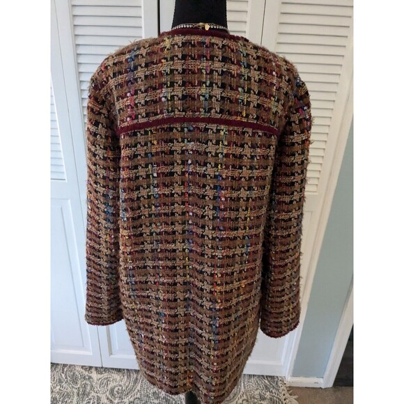 Anthropologie Ett:twa Jacket Women XL Harlequin Oversized Tweed Longline Multi - Picture 6 of 15